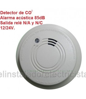 Detector de Monóxido de carbono alarma acústica sal. relé N/A N/C 12/24V.