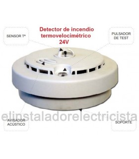 Detector de incendio con alarma acústica sal. relé N/C N/A 12/24V