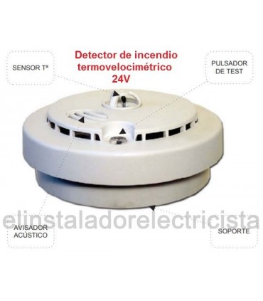 Detector de incendio con alarma acústica sal. relé N/C N/A 12/24V
