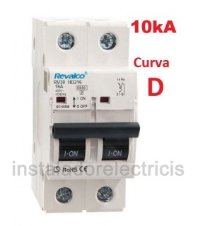 Automático 16A 2 polos Curva D 10kA