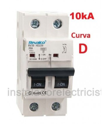 Automático 20A 2 polos Curva D  10kA