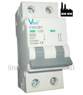 Magnetotérmico Bipolar 20A Curva C, industrial 6kA