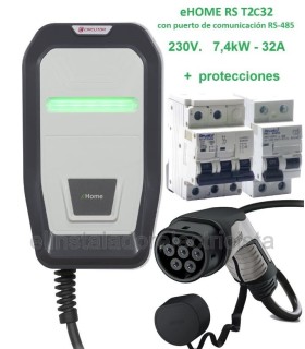 Cargador eHOME RS T2C32 230V 7,4kW 32A. con puerto de comunicación