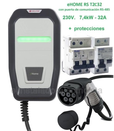 Cargador eHOME RS T2C32 230V 7,4kW 32A. con puerto de comunicación