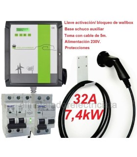 Policharger con protecciones, base schuko, llave bloqueo y conector T-2