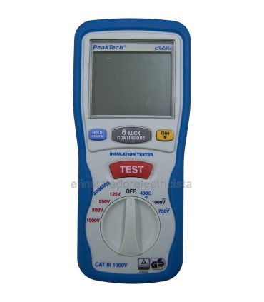 Medidor de Aislamiento ~ 4.000 Counts ~ 125/250/500/1000 V ~ 4000 MΩ