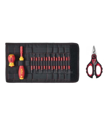 Juego de destornilladores y bits slimVario Wiha + tijera