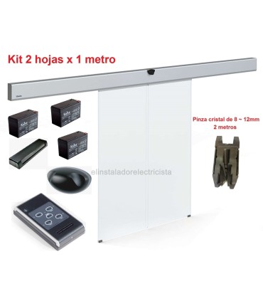 Kit 2 hojas x1m puerta automática de cristal