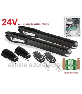 Kit batientes 24V. 2 hojas de 3 metros carrera 400mm.