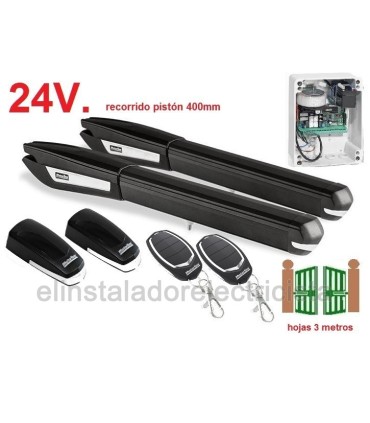 Kit batientes 24V. 2 hojas de 3 metros carrera 400mm.