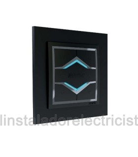 Mando pulsador inalámbrico doble de pared negro