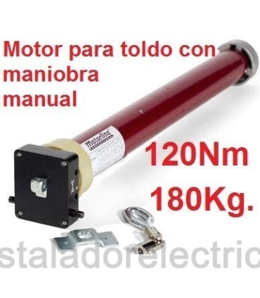 Motor de Toldo Ø59mm 120Nm 180kg con maniobra manual