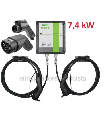 WALLBOX Policharger PRO equipo con 2 mangueras tipo-2 y Tipo-1