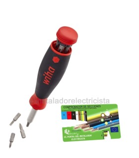 Destornillador con cargador de bits magnético PocketMax + comprobador de secciones