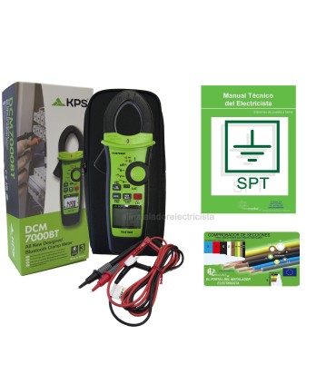 Pinza amperimétrica con bluetooth KPS 7000BT + Manual de Sistemas de puestas a tierra + comprobador de secciones