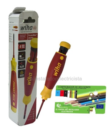 Destornillador con cargador de bits PocketMax electric + comprobador de secciones