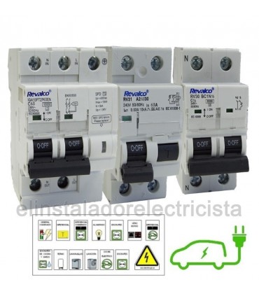 Pack protecciones Vehículo Eléctrico 63Amp. y magnetotérmico de 16A
