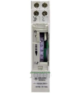 Reloj horario mecánico 24h 16A 240Vac 1 módulo