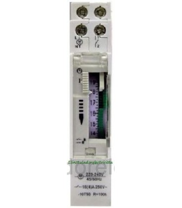 Reloj horario mecánico 24h 16A 240Vac 1 módulo