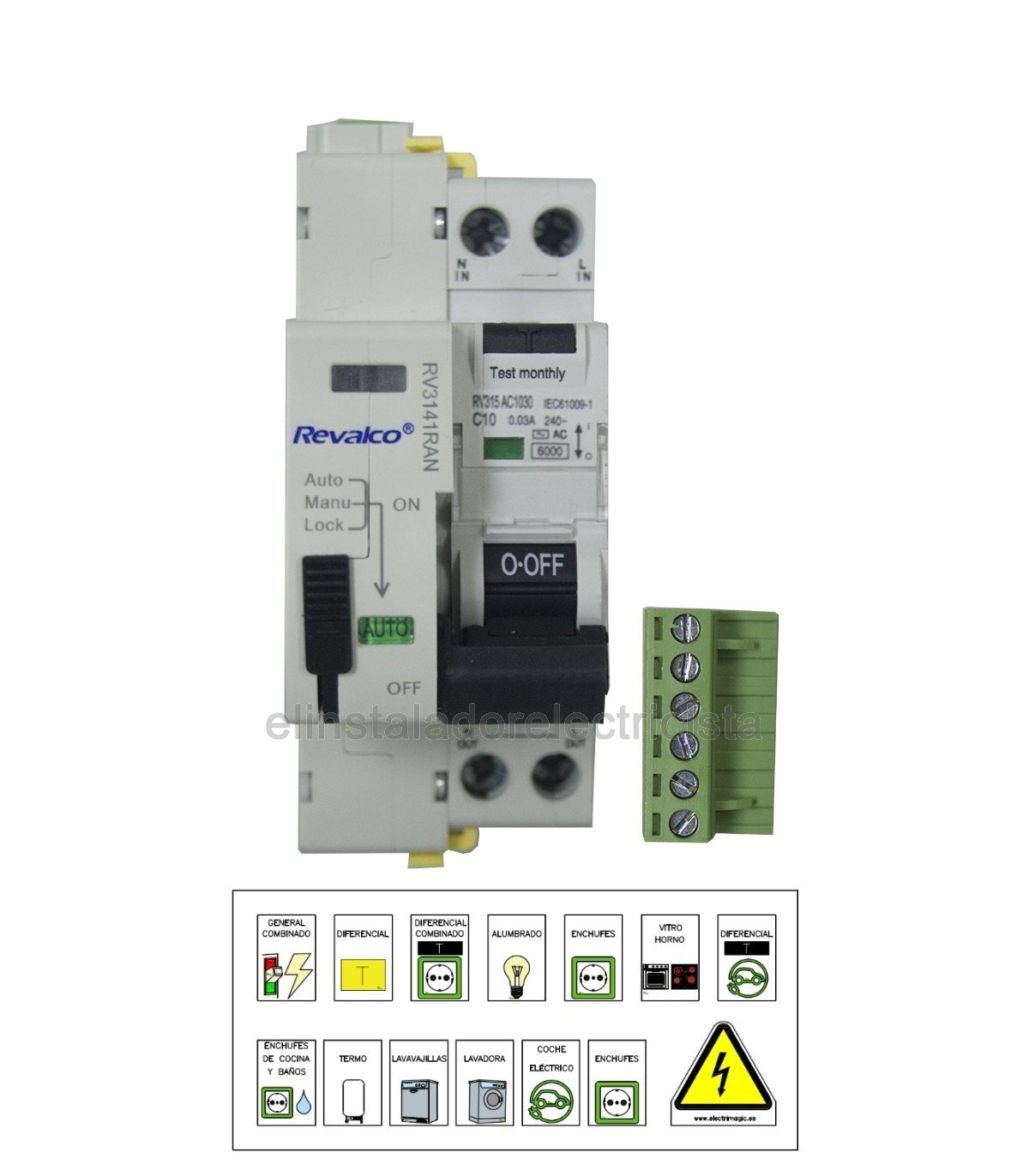 Interruptor Diferencial Auto Rearmable con Reconexión Automática 2P 40A  30mA 6Ka Clase AC. Diferencial Autorrearmable. Diferencial Rearme  Automático