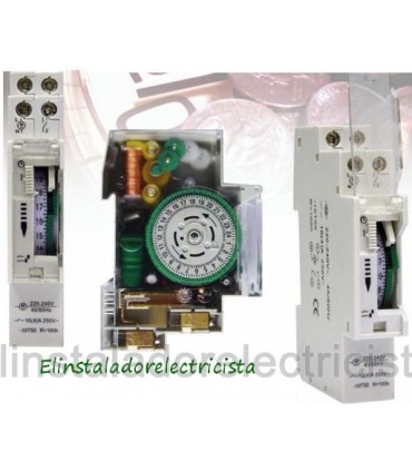 Reloj horario mecánico 24h 16A 240Vac 1 módulo