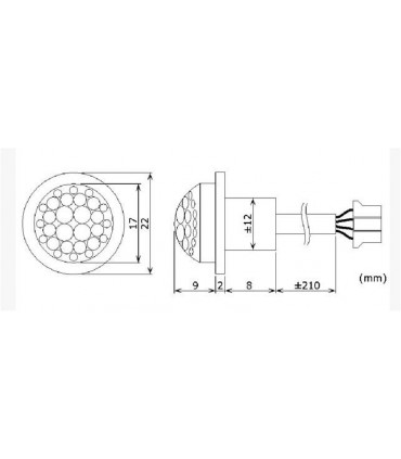 Detector PIR para integración en hueco Ø19mm