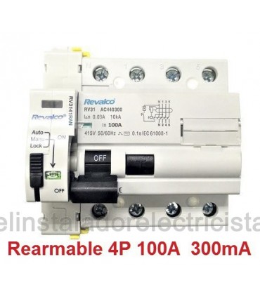 Rearmable 100A trifásico 300mA 10kA clase AC