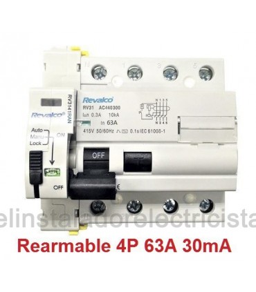 Rearmable 63A trifásico 300mA 10kA clase AC
