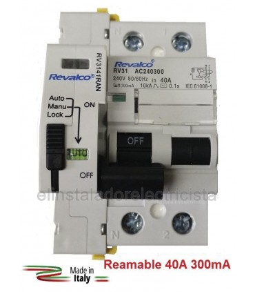 Diferencial 40A 300mA Rearmable 2P 10kA