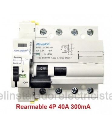 Rearmable 40A trifásico 300mA 10kA clase AC