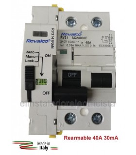 Diferencial 40A 30mA Rearmable 2P 10kA