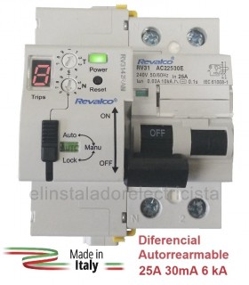 Diferencial 25A 30mA Rearmable Led