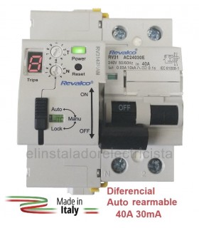 Diferencial 40A 30mA Rearmable LED