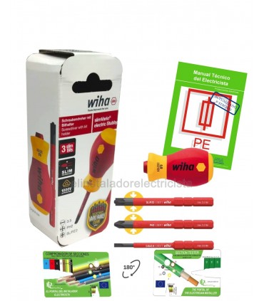 Juego de destornilladores con portabits electric slimVario® Wiha