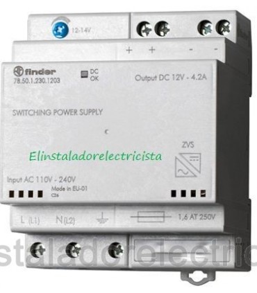 78.50.1.230.1203 Fuente de alimentación conmutada formato carril Din 12Vdc 4,2A/50W