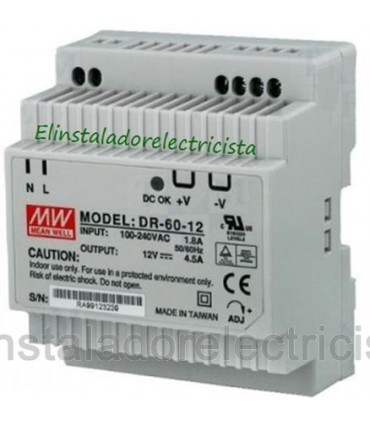 Fuente de alimentacion carril Din 60w entrada 85A salida12Vdc  4,5A