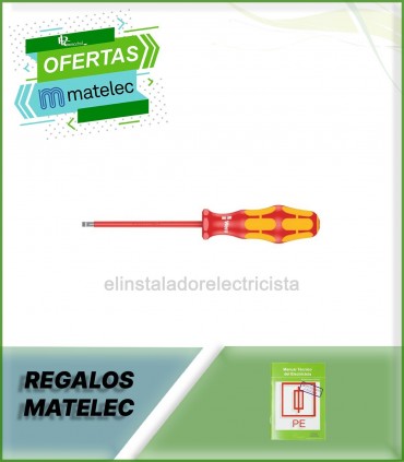 Destornillador plano 3.5x0.6 aislado a 1000V de Wera
