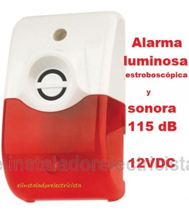 Alarma doble señal acústica  115dB y luminosa estroboscópica