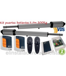 Kit motores puertas batientes 2 hojas 2,5m y 200 kg. VDS LINEAR