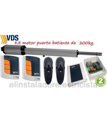 Kit motor irreversible puerta batiente de hasta 2,5m y 200 kg. VDS LINEAR
