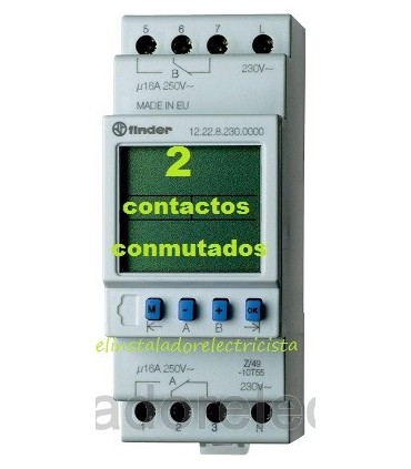 Temporizador electrónico con salida de 2 contactos FINDER 12.22