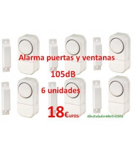 (6 unidades) Alarma para puertas y ventanas 105dB