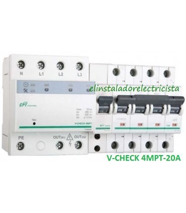 Protector combinado DSP+POP sobretensiónes Trifásico 20A 3P+N