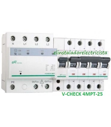 Protector combinado DSP+POP sobretensiónes Trifásico 25A 3P+N