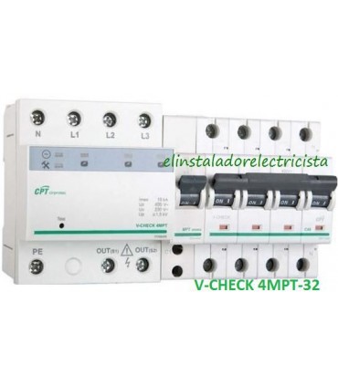 Protector combinado DSP+POP sobretensiónes Trifásico 32A 3P+N