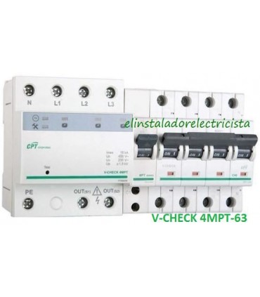 Protector combinado DSP+POP sobretensiónes Trifásico 63A 3P+N