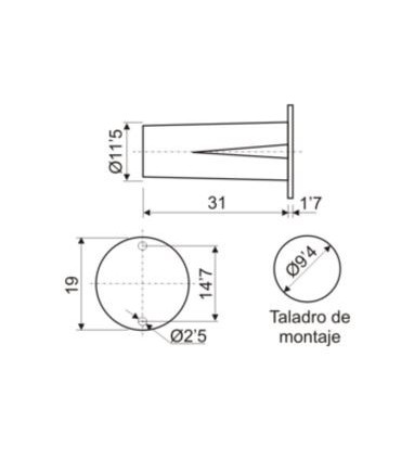 (5 unidades) Interruptor magnético empotrable taladro N/A  Ø 9,4mm