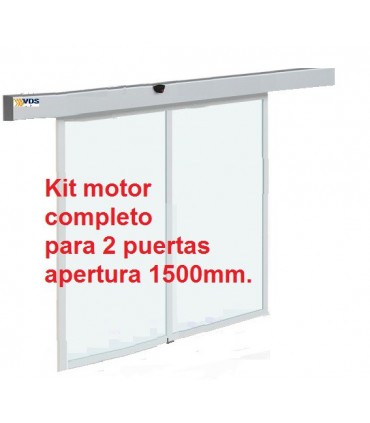 Kit  puerta automática de cristal 2 hojas paso 1500mm