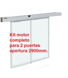 Kit puerta automática de cristal 2 hojas paso 2900mm