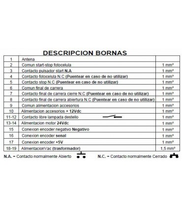 Placa de control para puertas Basculantes y Seccionales 24V